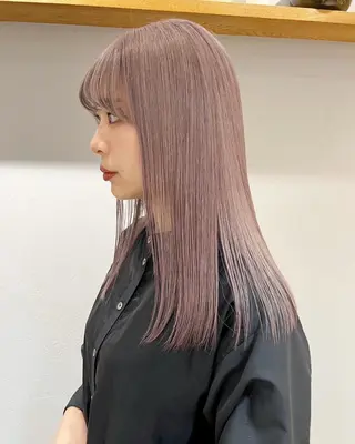 セミロング カラー ヘアアレンジ オリーブ/縮毛♡ Natsuno🩰のヘアスタイル