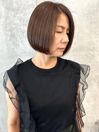 ミディアム カラー 小顔ボブ/お悩み解決 /ボブパーマ/とういのヘアスタイル