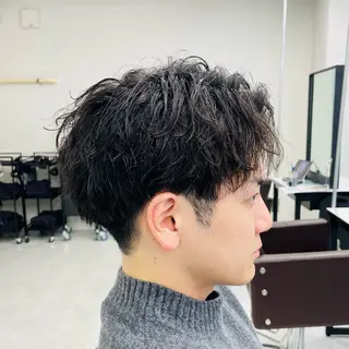 ミディアム パーマ メンズ メンズカット特化✂︎ SHINGO 本厚木のヘアスタイル