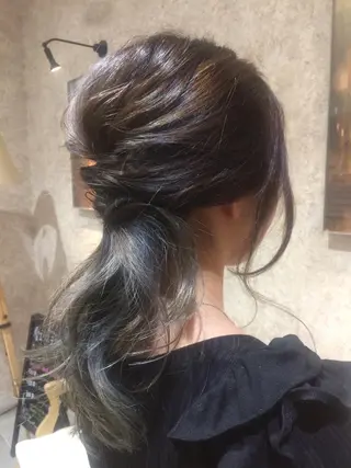 ミディアム ヘアアレンジ Kobayashi ハイライト/ショートのヘアスタイル