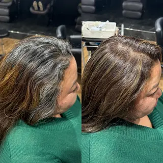 ロング カラー クローバー八木店所属・白髪ぼかし/ショート 福原ないとのヘアスタイル