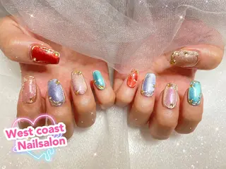 ネイル リボン、ガーリー パーツ放題専門店のネイルデザイン