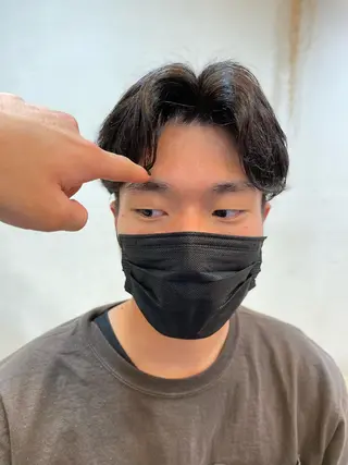 ミディアム パーマ メンズ メンズパーマ 赤司 泰樹のヘアスタイル