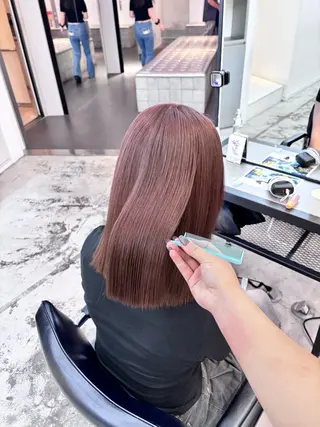 セミロング カラー ヘアアレンジ 🎀モテ暖色× エクステ🎀あかりのヘアスタイル