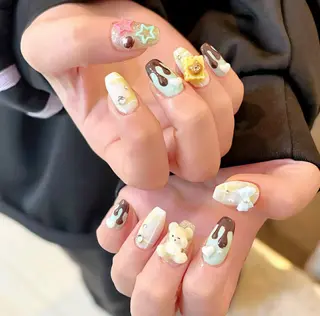 ロング 波 なみのネイルデザイン