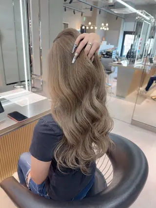 ロング カラー ヘアアレンジ ARIA💎縮毛矯正 ブリーチ💎複雑履歴のヘアスタイル