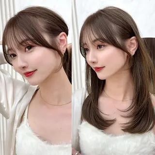 セミロング レイヤーカット/ 顔まわり/アオイのヘアスタイル