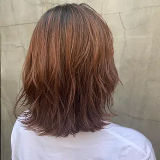 ミディアム カラー 髪質改善カラー&TR 縮毛矯正/弱酸性矯正のヘアスタイル