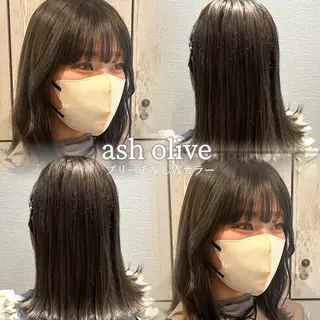 セミロング カラー 夏向/ハイトーン /パーマのヘアスタイル