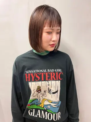 ミディアム カラー パーマ ヘアアレンジ メンズ キッズ ネイル マツエク・マツパ アイブロウ tatsumi/ボブ ウルフ/レイヤーのヘアスタイル