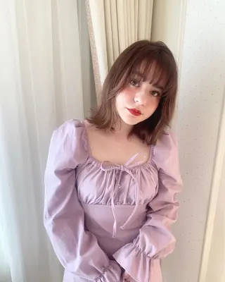 ミディアム カラー パーマ 梅本 佳奈のヘアスタイル