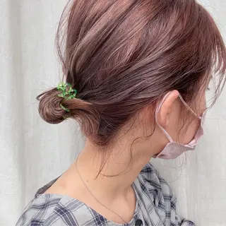 ショート カラー ヘアアレンジ なつき/艶ピンク/ girly hairのヘアスタイル