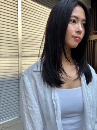 ミディアム カラー パーマ CEINE loqのヘアスタイル