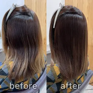 ミディアム カラー パーマ KIZU 髪質改善 オカルト怪談のヘアスタイル