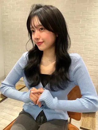 セミロング カラー 【韓国ヘア×透明感 カラー】笹谷 莉未のヘアスタイル