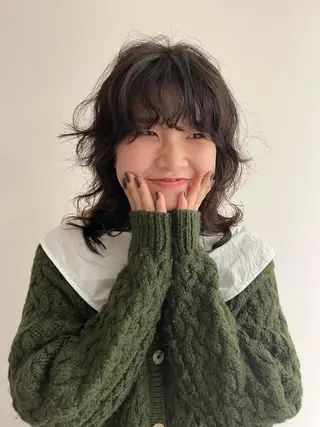 ミディアム パーマ メンズハイトーン/栄 /イトウタケルのヘアスタイル