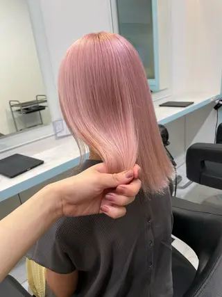 ミディアム ブリーチ✖️ 縮毛LANDのヘアスタイル