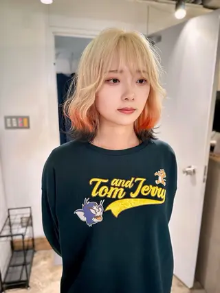 ミディアム カラー ✨艶ブリーチカラー ✨四ノ宮裕己のヘアスタイル