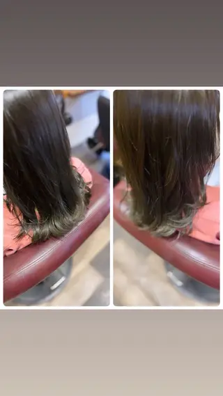 ミディアム 飯星慧斗 /ブリーチ、縮毛矯正のヘアスタイル