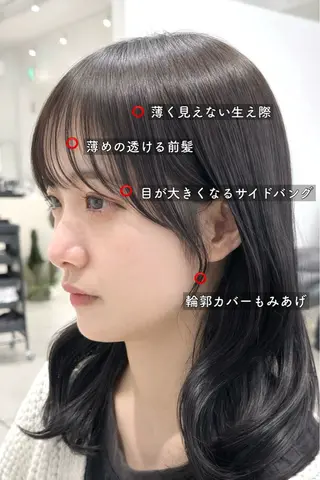 セミロング カラー ショートパーマ カットモデルのヘアスタイル