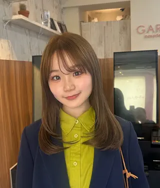 ミディアム カラー レイヤー/ボブ/透明 感カラー/佐藤奈由のヘアスタイル