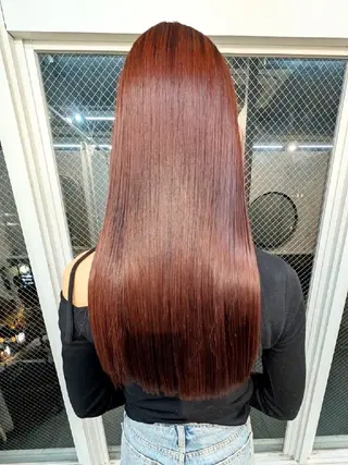 ロング カラー パーマ mood 髪質改善 ダブルカラーのヘアスタイル