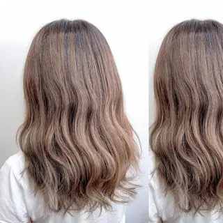 ミディアム カラー JuNブリーチに 縮毛矯正するプロのヘアスタイル