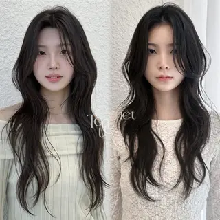 ロング パーマ 韓国式レイヤー パーマ🇰🇷のヘアスタイル