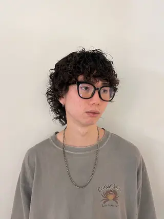 ショート パーマ メンズ 武井　弘希 ブリーチなしカラー✨のヘアスタイル