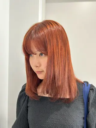 セミロング カラー 愛結 暖色カラー🎀🩰のヘアスタイル