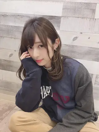 セミロング パーマ ヘアアレンジ 當間 大知のヘアスタイル