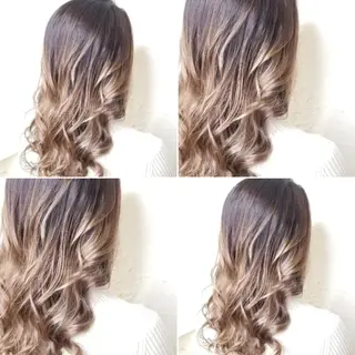 ロング ツヤ髪✨縮毛矯正 ハイトーンカラーのヘアスタイル