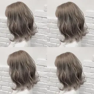 ミディアム カラー 韓国レイヤーカット/ 儚げカラーチナツのヘアスタイル