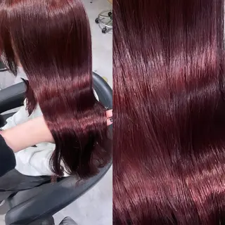 ロング カラー 💗愛され暖色💗 ピンク/レッド💗のヘアスタイル