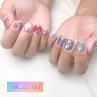 ネイル Rainbow nailsくろちゃんのネイルデザイン