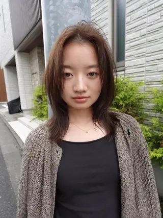 ミディアム カラー パーマ CEINE PATHのヘアスタイル