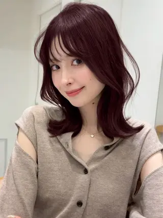 セミロング 韓国風/艶カラー/ 透明感/水野啓太のヘアスタイル