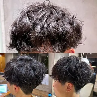 ショート カラー パーマ メンズ 艶髪カラー/透明感 美髪/白髪/ﾑﾅｶﾀのヘアスタイル