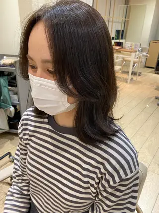 ミディアム カラー 顔周り/くびれヘア 韓国ヘア💕風間るなのヘアスタイル