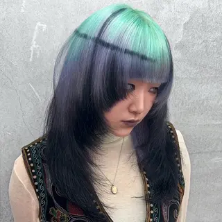 セミロング カラー ハイトーン/デザイン カラー／悠斗のヘアスタイル