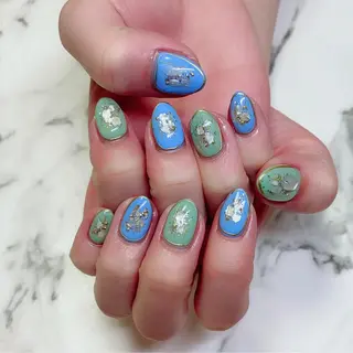 ロング カラー ネイル Q Free nailsのネイルデザイン