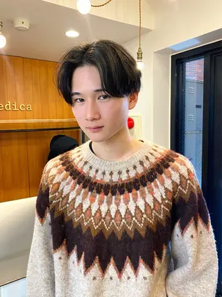 ショート メンズ ヒカル/ミディアム パーマ/ロングパーマのヘアスタイル