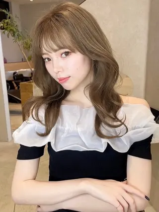 セミロング パーマ 難しい髪質の縮毛矯正 高岡/射水/髪質改善のヘアスタイル