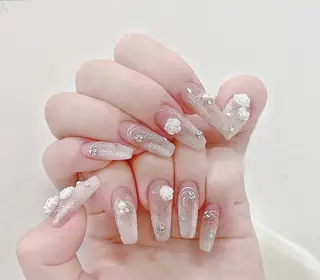 ネイル フィルイン、長さ出し 深爪矯正のネイルデザイン