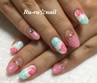 ミディアム ネイル Ru-ru ☆nailのネイルデザイン