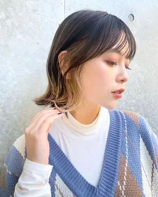 ショート カラー ヘアアレンジ レイヤー専門家 ダブルカラー修のヘアスタイル