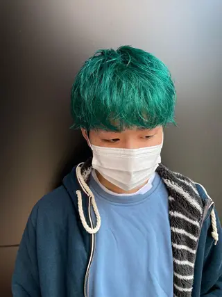 カラー メンズ スパイキーパーマ 柏NO1 藤本葉のヘアスタイル