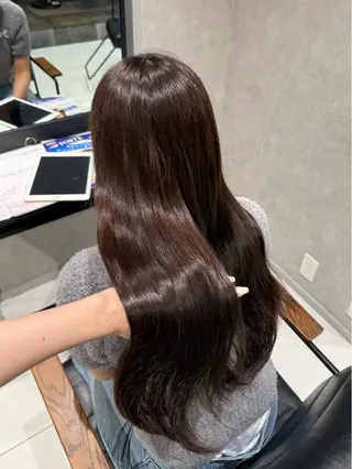 ロング ブラウン/盛れる 顔周り/髪質改善のヘアスタイル