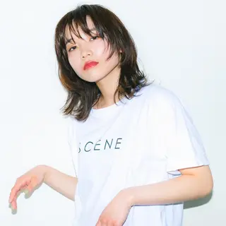 ミディアム パーマ 水口 英里のヘアスタイル