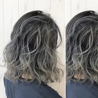 ミディアム カラー JuNブリーチに 縮毛矯正するプロのヘアスタイル